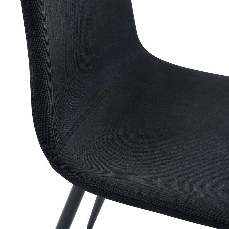 Set of 4 Modern Dining Chairs - Breathable Linen-Cotton Upholstery & Sturdy Integrated Metal Legs