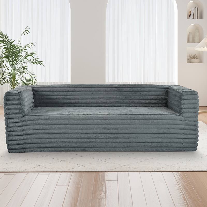 Comfy 89" Corduroy Couch, 3 Seats, Luxury Plush Sofa for Living Room, Small Spaces, No Assembly Needed