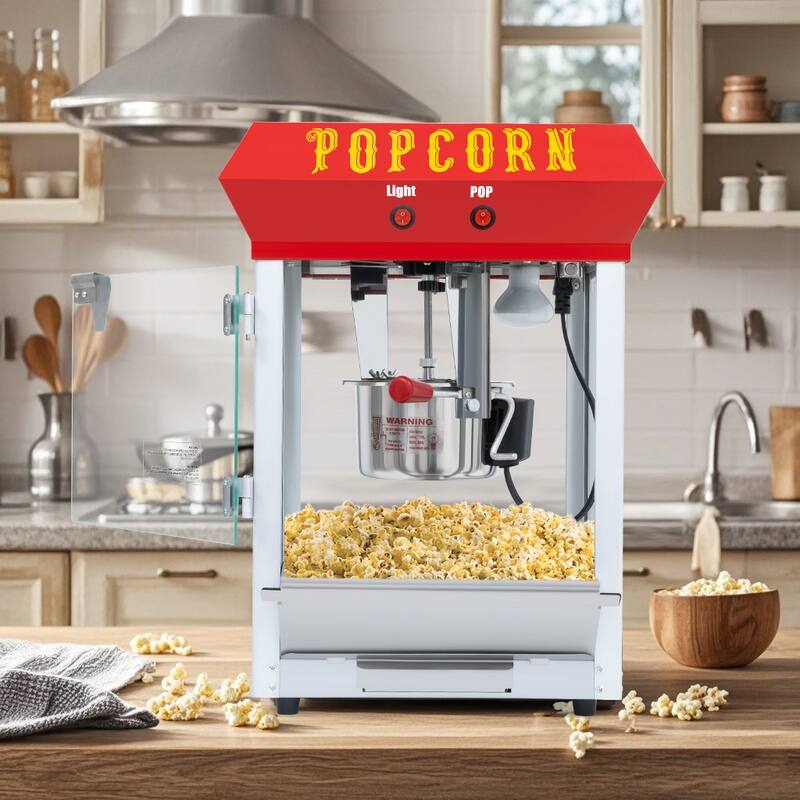 Bar Style Popcorn Machine, 6-Ounce Popcorn Maker Popper - Red