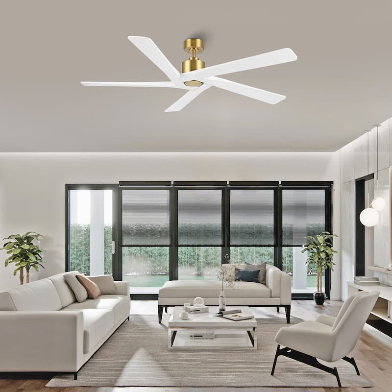 WINGBO 54 Inch DC Motor Indoor Ceiling Fan without Lights - White and Gold