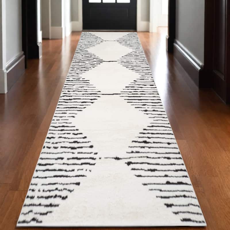 HomeRoots Moroccan Transitional Runner Area Rug - 120.00 in. x 30.00 in. x 0.60 in. - 120.00 in. x 30.00 in.  x 0.60 in.