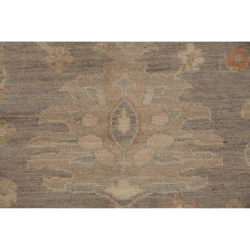 Hand Knotted Oriental 100% Wool Carpet Transitional All-Over Greys & Charcoal Oushak Area Rug - 11' 11'' X 9' 0''