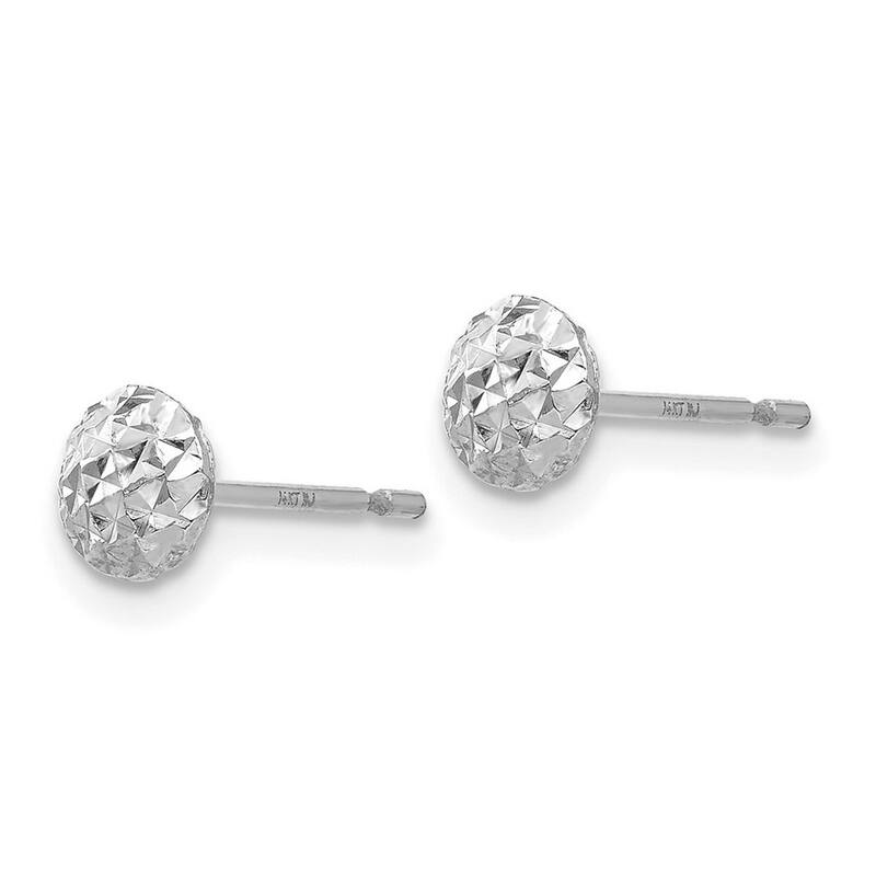 Curata 14k White Gold Diamond-Cut 5mm Puffed Button Post Earrings