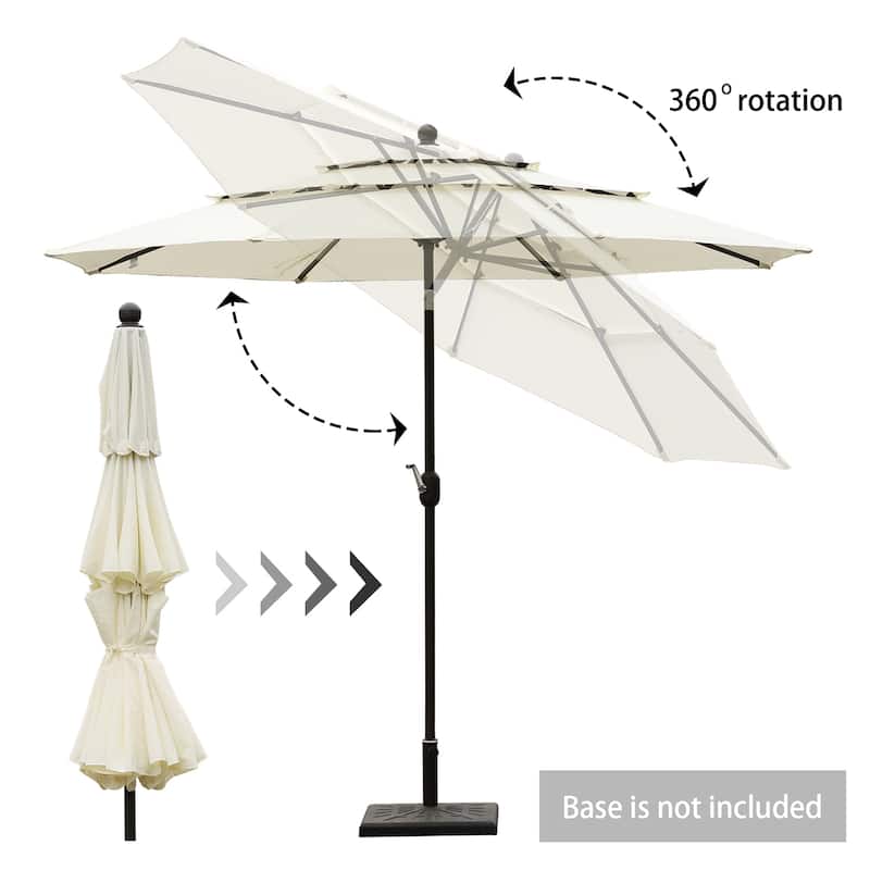 Aoodor Patio Umbrella 10 ft. for Dining Table Outdoor Market Yard Use 3 Tier Ventilation (Umbrella only)