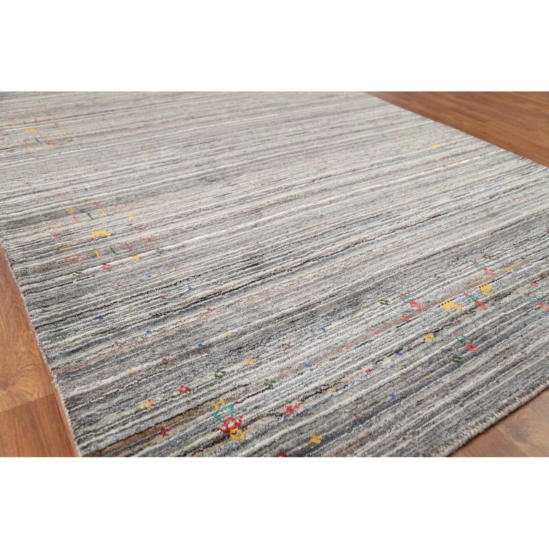 Striped Gabbeh Oriental Area Rug Handmade Wool Carpet - 5'2"x 8'0"