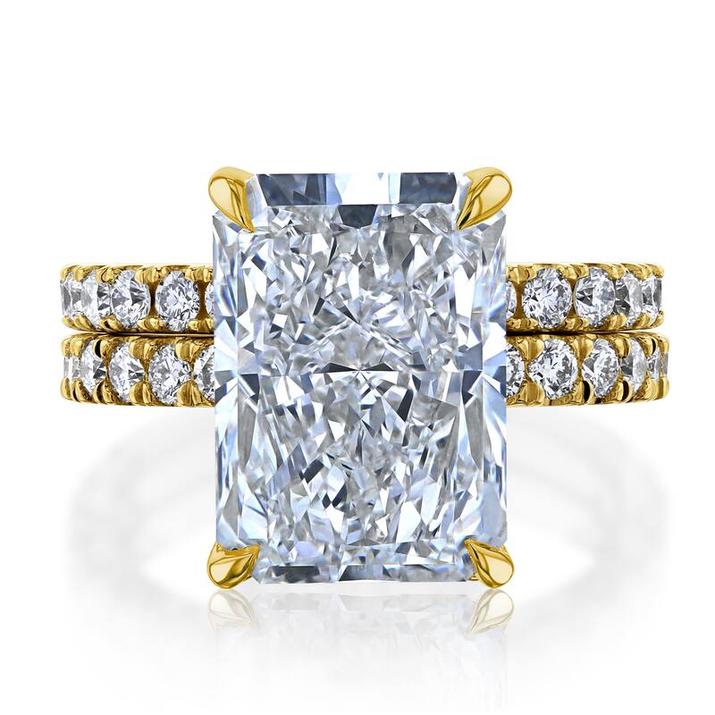 Kobelli 5.60 Carat Lab Grown Diamond Certified 14k Solid Gold Radiant Hidden Halo Half Eternity Rowena 2pc Bridal Set (EF/VS)