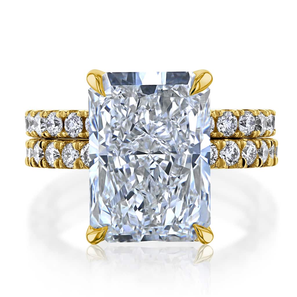 Kobelli 5.60 Carat Lab Grown Diamond Certified 14k Solid Gold Radiant Hidden Halo Half Eternity Rowena 2pc Bridal Set (EF/VS)