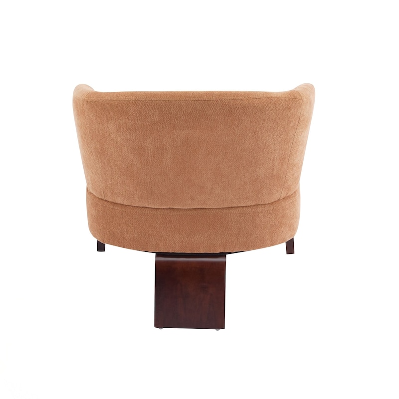 Modern Accent Chair with Round Back & Wooden Legs - Mid-Century Inspired Lounge Chair for Living Room, Bedroom, or Office