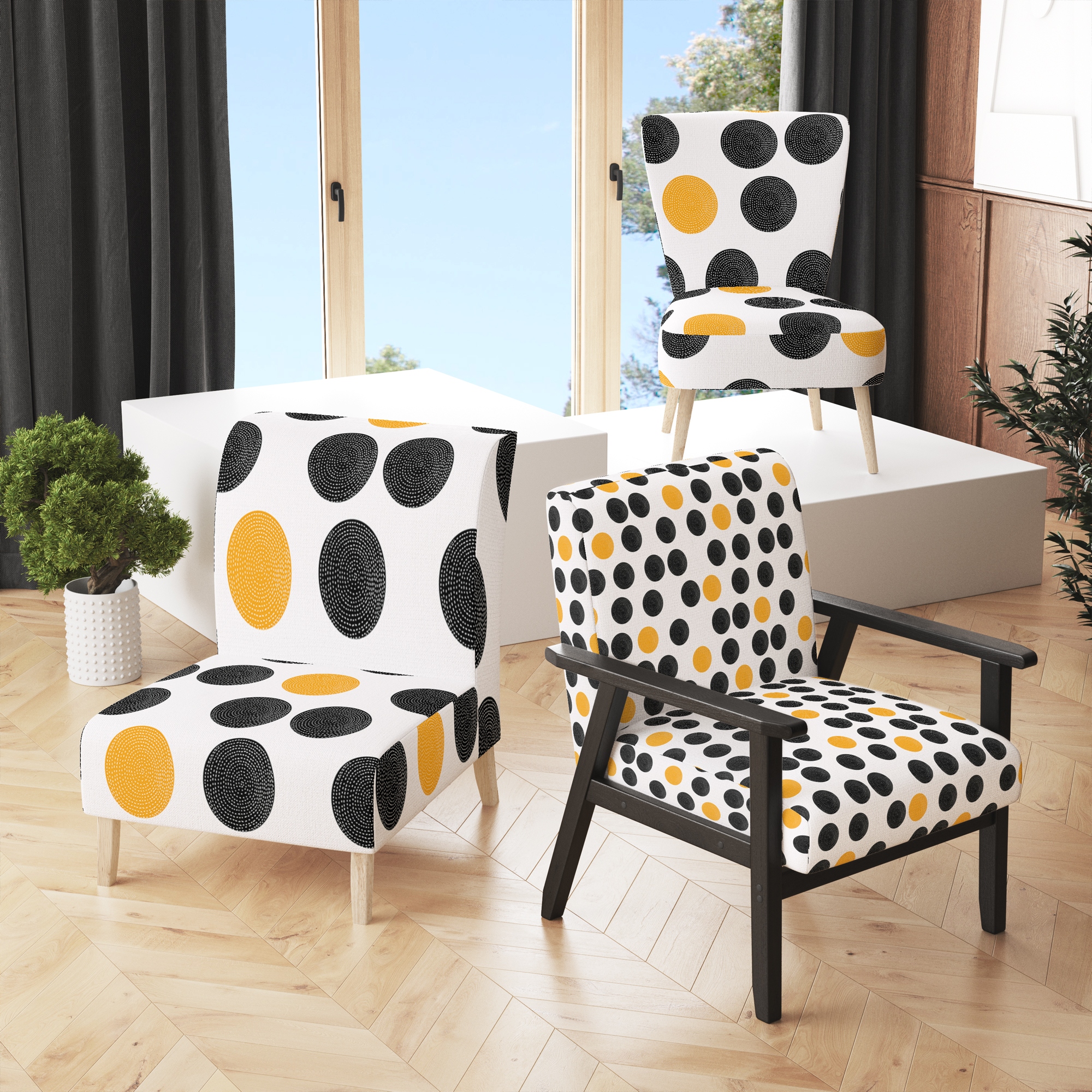 Yellow pattern accent chair clearance
