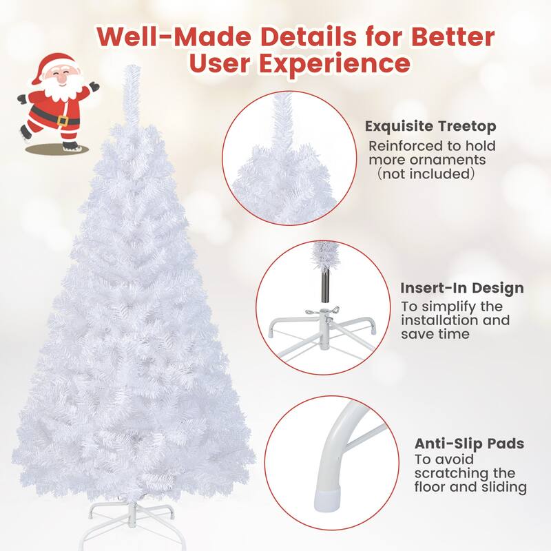 6 Feet White Christmas Tree with Solid Metal Legs
