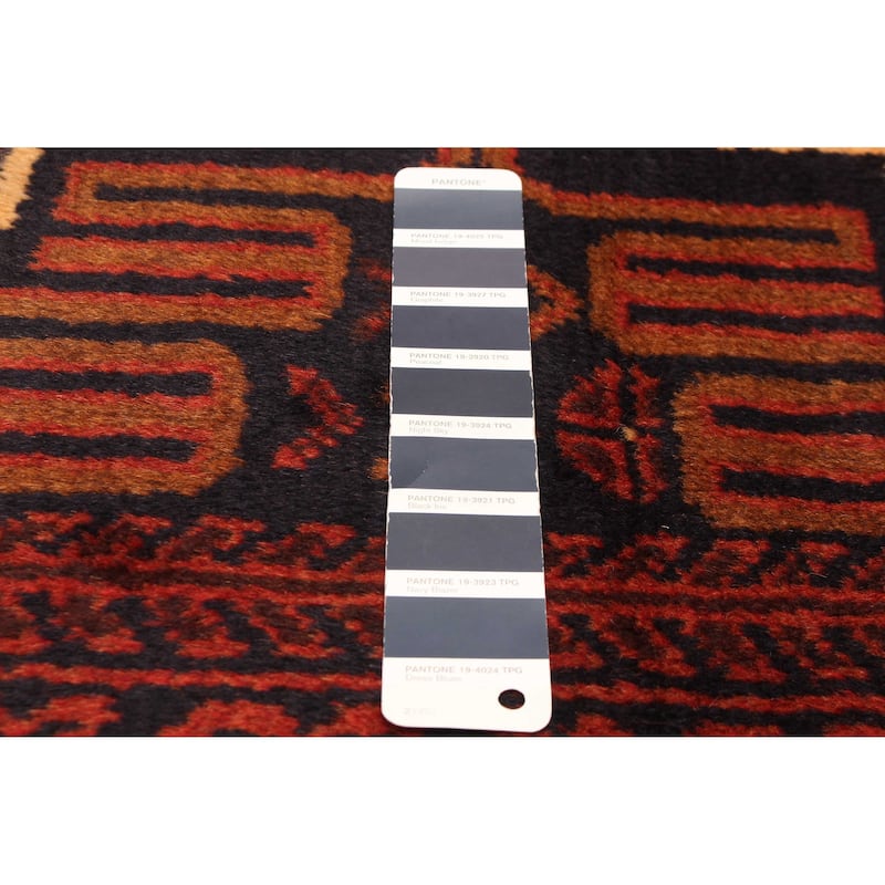 ECARPETGALLERY Hand-knotted Baluch Dark Navy Wool Rug - 3'4 x 6'3