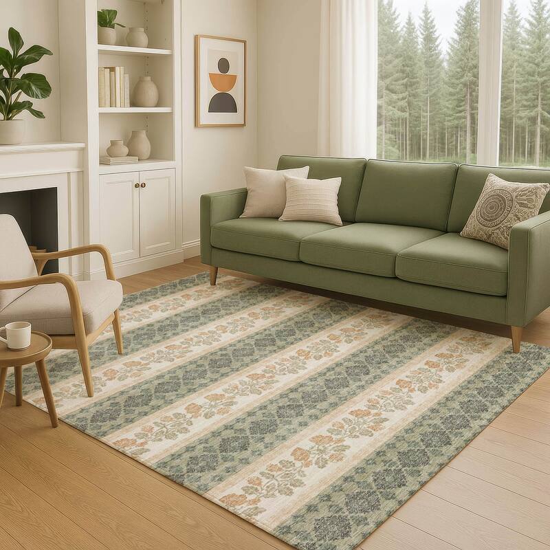Machine Washable Indoor/ Outdoor Stripe Sochi Chantille Rug
