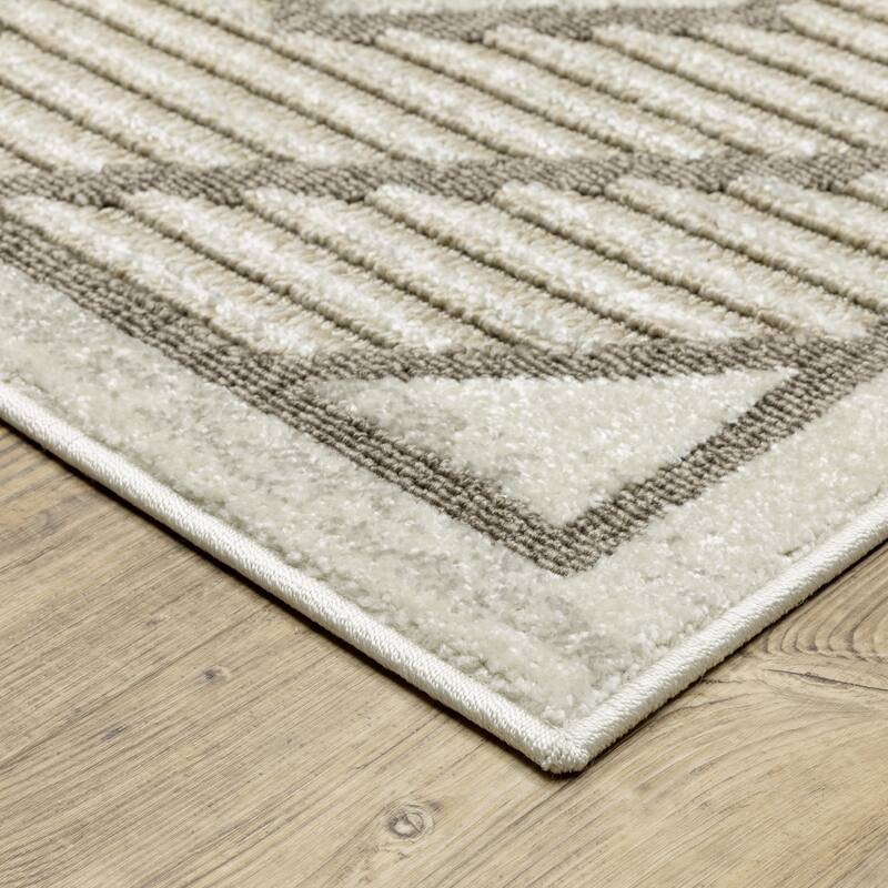 Style Haven Thassos Diamond Lattice Beige/ Brown Mixed Pile Area Rug