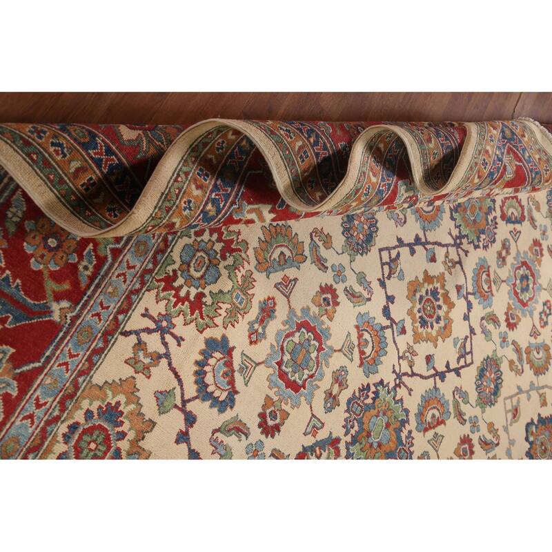 Ivory Kazak Area Rug Handmade Wool Carpet - 8'10"x 11'6"
