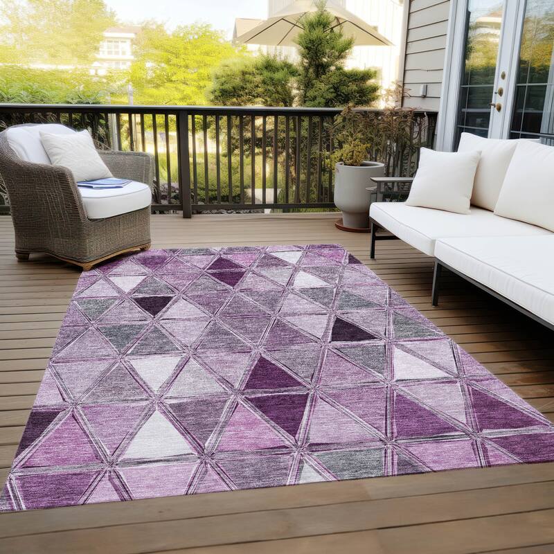 Machine Washable Indoor/ Outdoor Chantille Modern Diamonds Rug