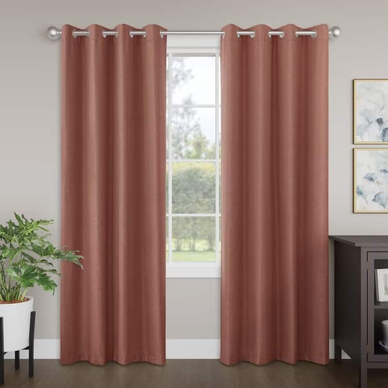Blackout Brushed Textured Grommet Curtain Pair(2 Panels) - 52"Wx96"L - Clay