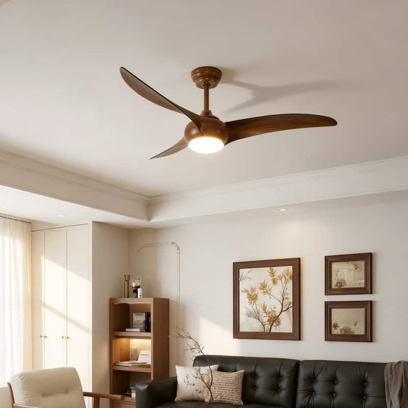 Sofucor 52" Solid Wood/ABS Noiseless Ceiling Fan with Dimmable Light Optional and Remote, 6-Speed Reversible, Smart Optional