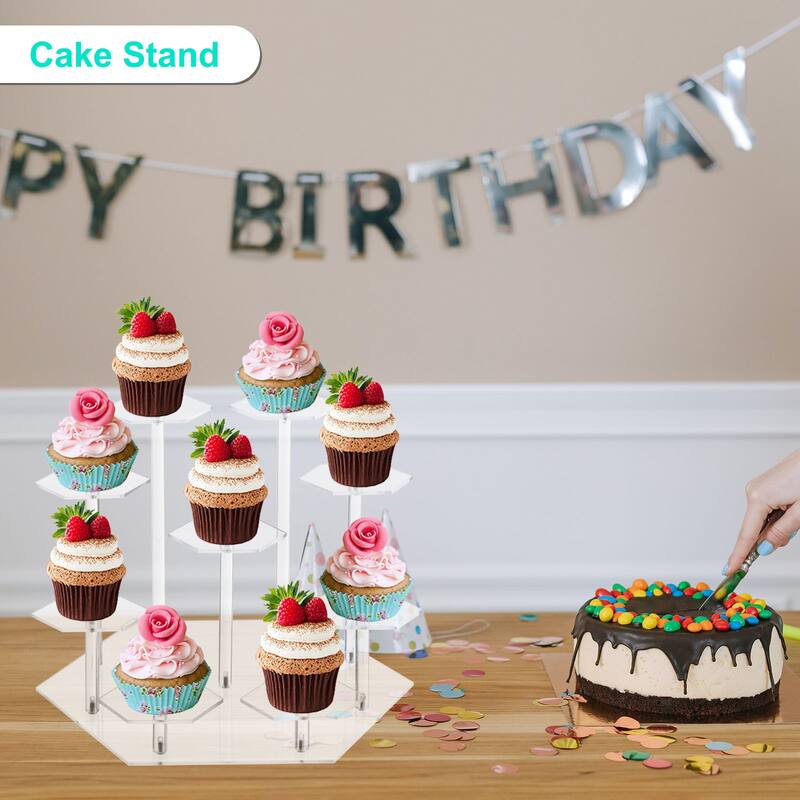 Acrylic Display Stand for Collectible Figures, 9 Tier Round Cupcake Stand Clear