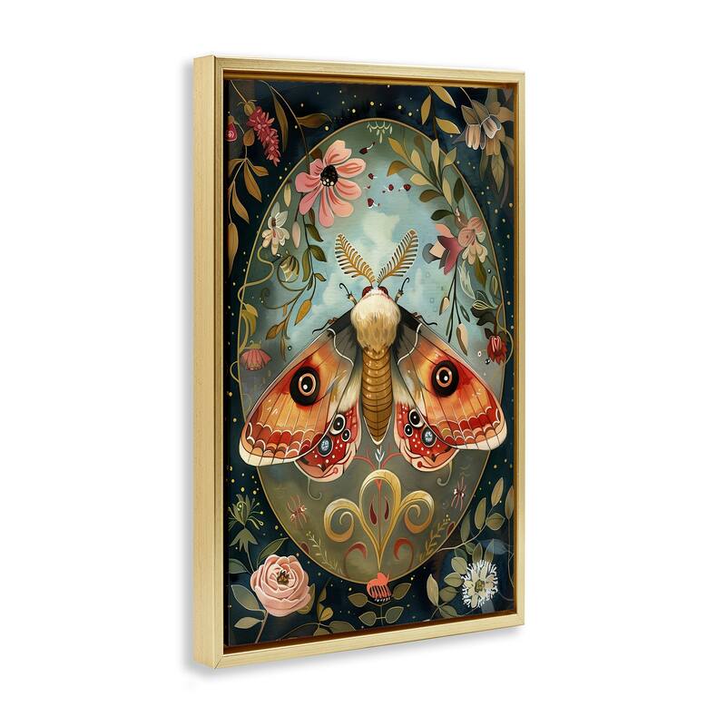 Stupell Ornate Bordered Victorian Moth Framed Floater Canvas Wall Art Design By The Dutch Lady