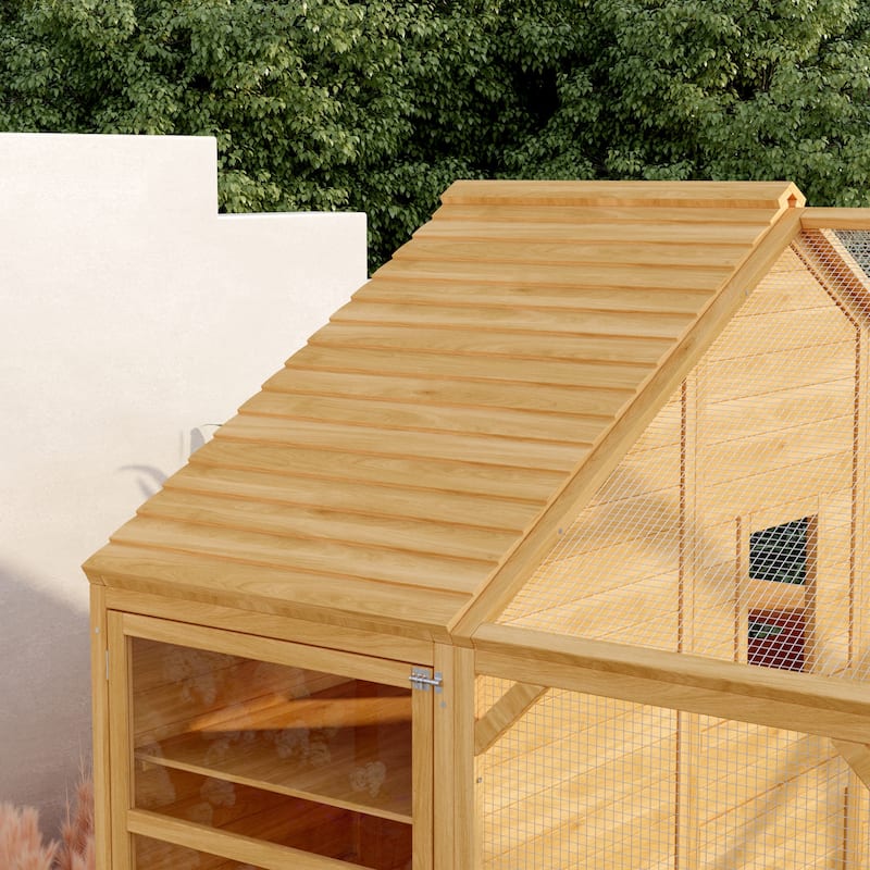 Multi-Functional Wood Chicken Coop Hen House or Cat Cage with Wire Mesh Run