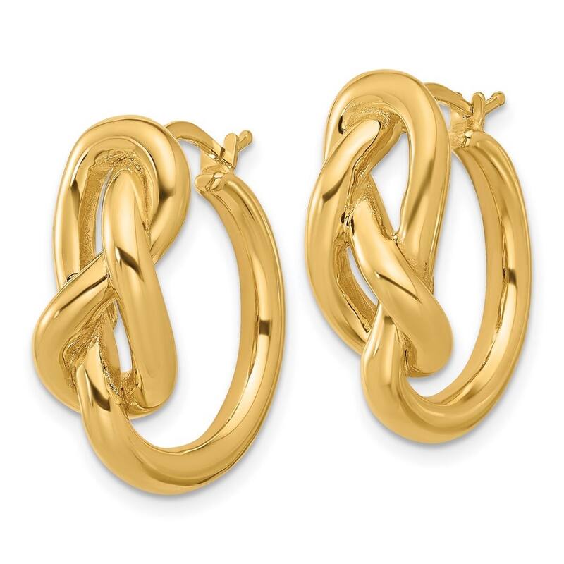 Curata Solid 18k Yellow Gold Italian 23mm Infinity Knot Round Hoop Earrings