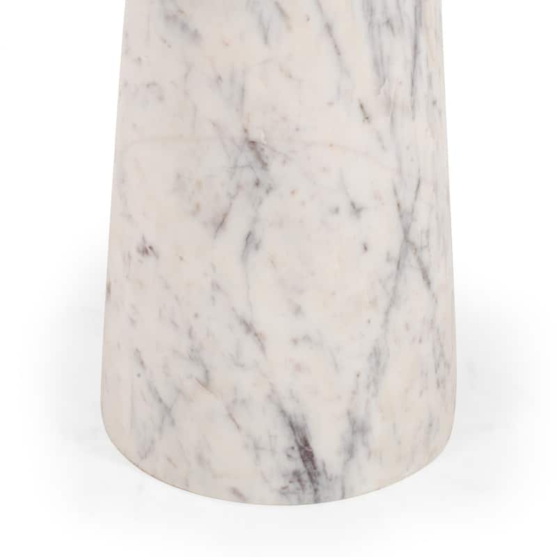 Marble Top Round Pedestal End Table - 24" - White