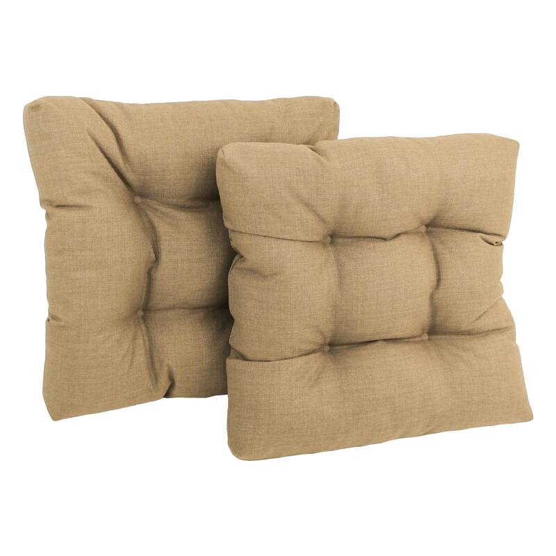 Blazing Needles 19-inch Tufted Indoor/Outdoor Chair Cushion (Set of 2) - Sandstone