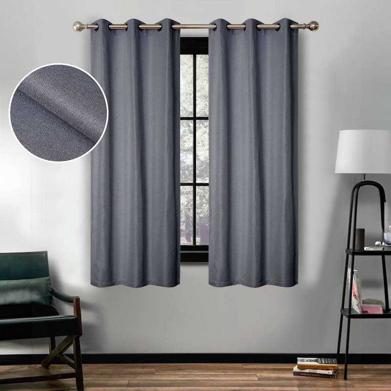 Superior Linen Washable Room Darkening Curtains, Set of 2 Panels - 42" x 63" - Charcoal