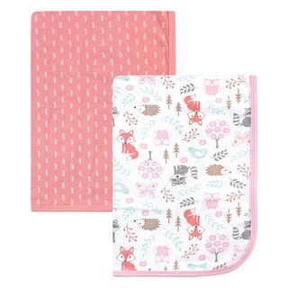 Hudson Baby Infant Girl Cotton Swaddle Blankets, Woodland Fox, One Size - Woodland Fox - One Size