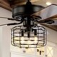 preview thumbnail 1 of 11, JONATHAN Y Edith 52" 3-Light Industrial Metal/Wood LED Ceiling Fan With Remote, Forged Black