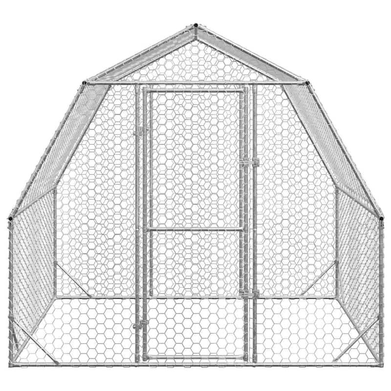 vidaXL Chicken Run Galvanized steel Large Durable Chicken Run - Silver - 78.7 x 98.4 x 88.6