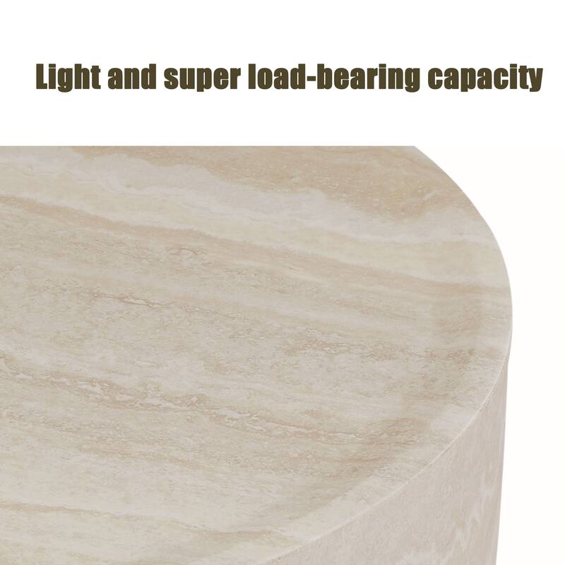 39.37''Modern Round Tea Faux Travertine Textured Table No Need Assembly