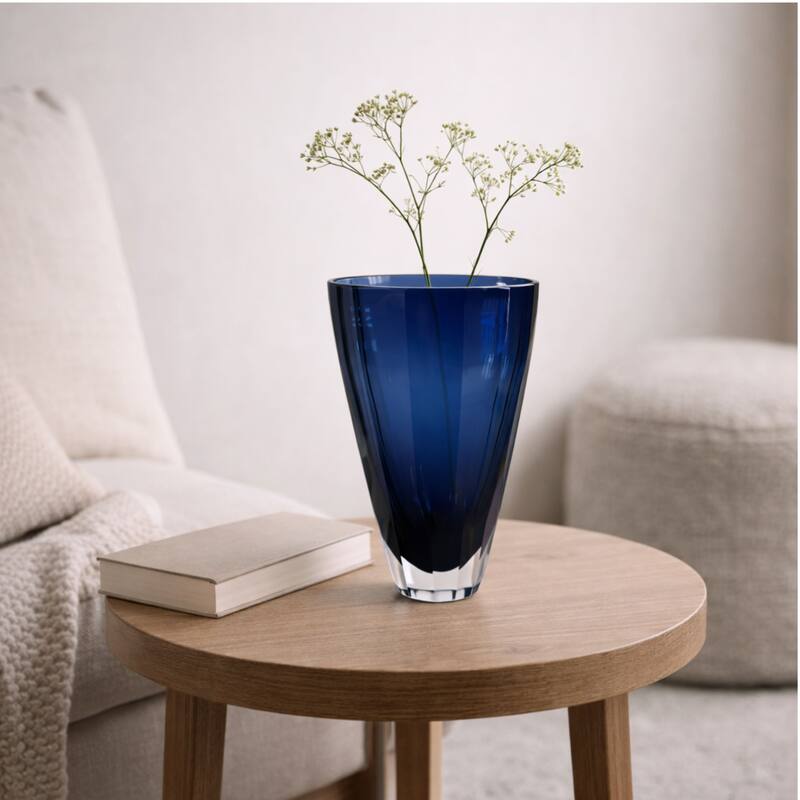 Royal Blue 11" Minimalist Cylinder Glass Vase for Elegant Modern Decor