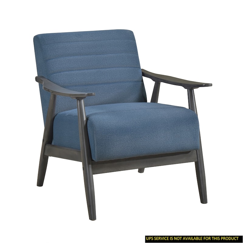 Transitional Blue Velvet Accent Chair with Dark Gray Frame
