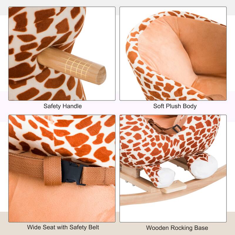 Plush Giraffe Rocking Toy with Song, Soft Body, and Security Belt - Lightweight for Kids Ages 18 Months and Up