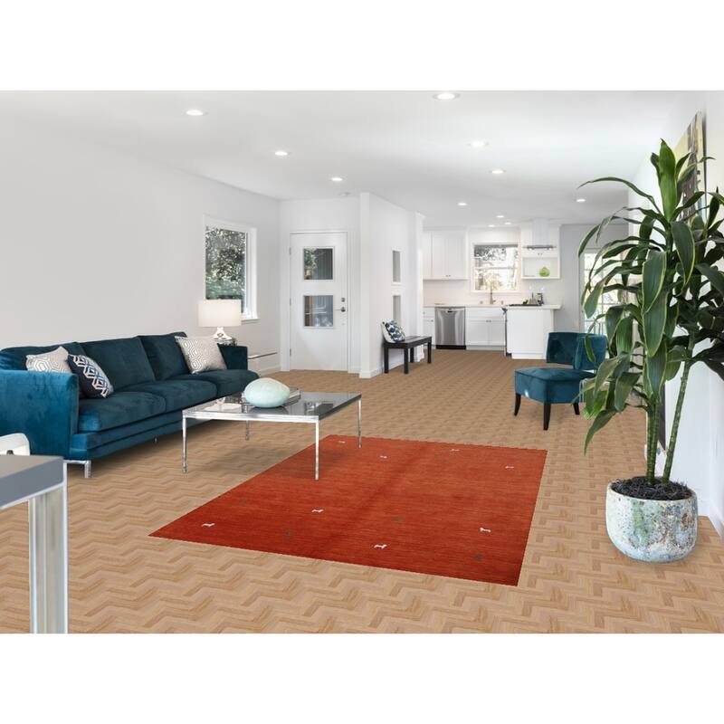 Hand Knotted Oriental 100% Wool Carpet Tribal Animal Pictorial Oranges & Rust Gabbeh Area Rug - 6' 6'' X 4' 8''