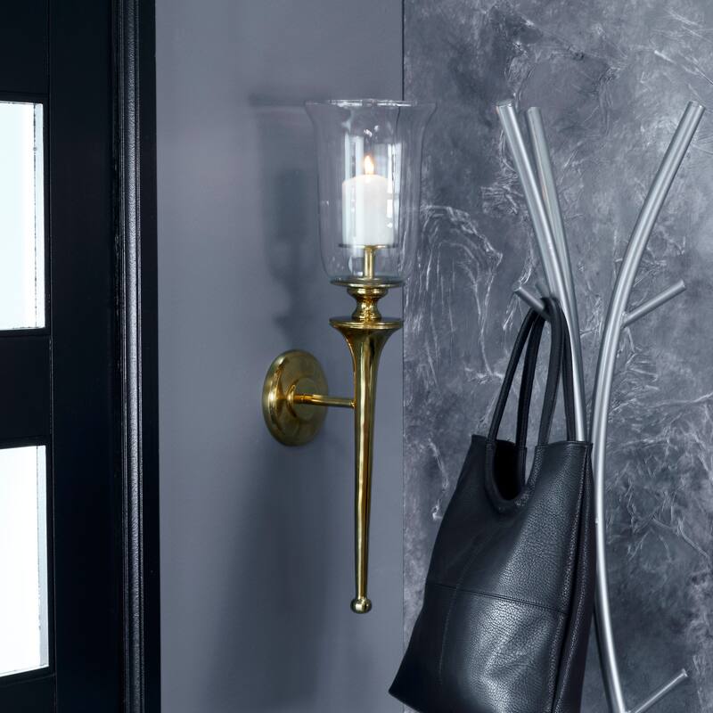 Aluminum Traditional Wall Sconce Gold, Silver, or Black - 8 x 8 x 30 - Gold