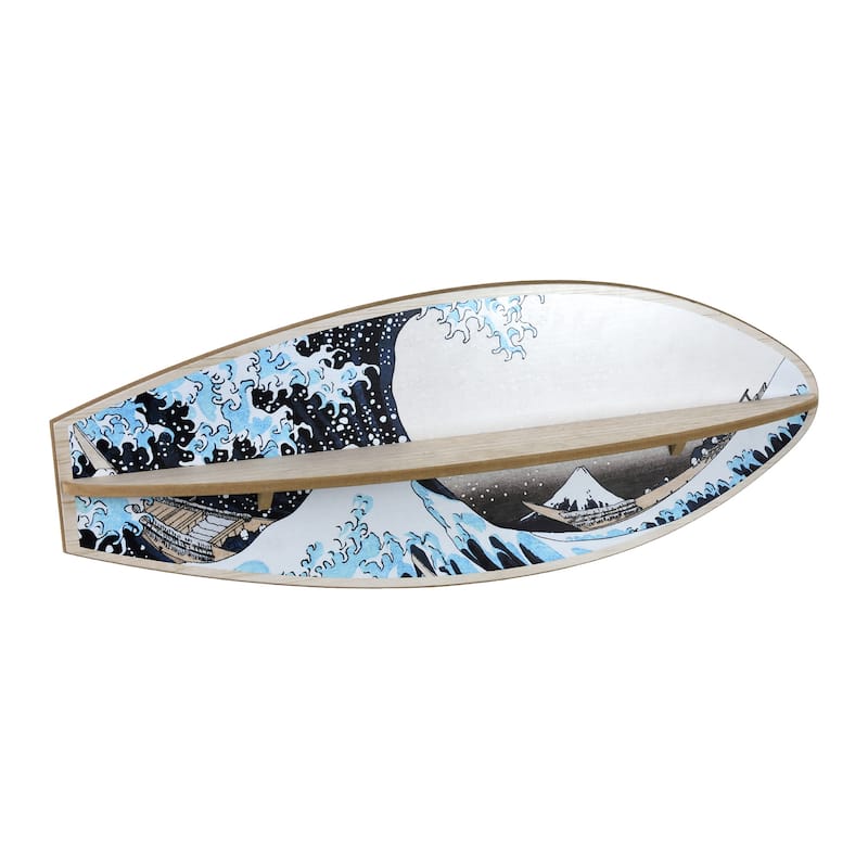American Art Decor Surfboard Wall Shelf Coastal Beach Themed Decorative Wall Art Storage for Home or Office