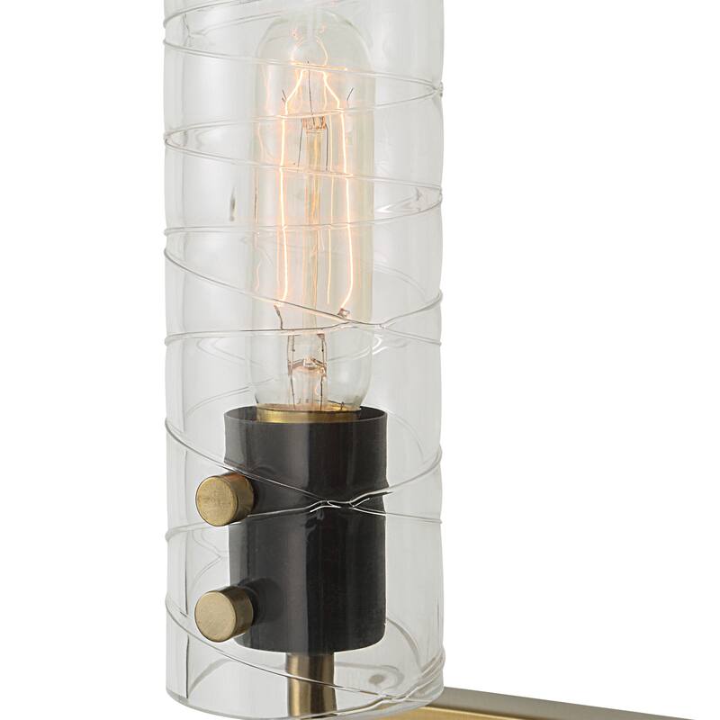 1-Light Swirled Shade Wall Sconce - 22" - Black and Antique Brass