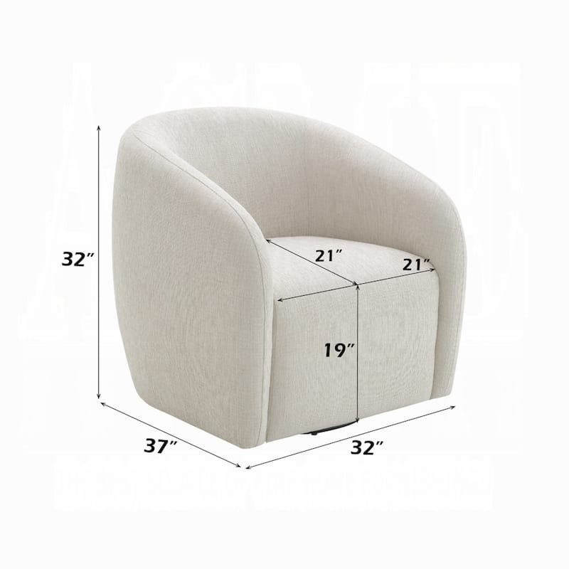 Tiena Swivel Accent Chair, Modern Style Rounded Back, Warm Beige Linen