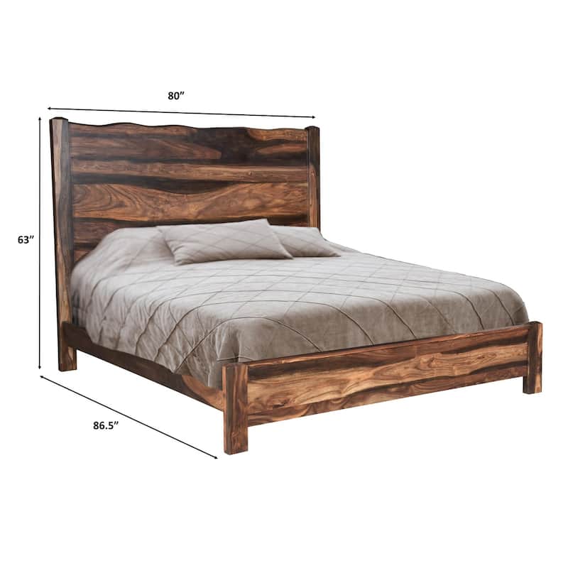 HomeRoots Walnut Live Edge Solid Wood King Bed Frame