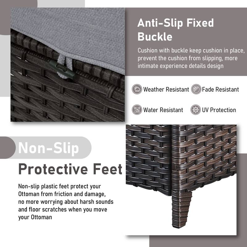 Fire Pit Table with Sofa 2 Swivel Chairs Ottomans Brown-Grey - Brown