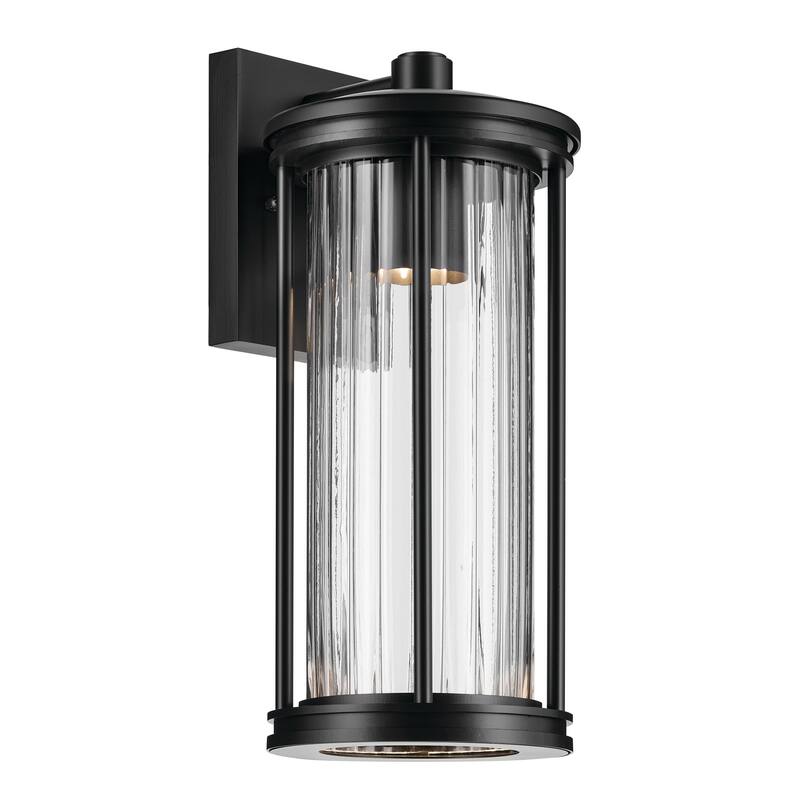 Barras 16" 1-Light Outdoor DarkSky Approved Wall Sconce with Clear Ribbed Glass in Black