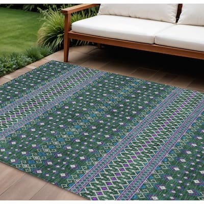 HomeRoots Tribal Transitional Rectangle Outdoor Rug