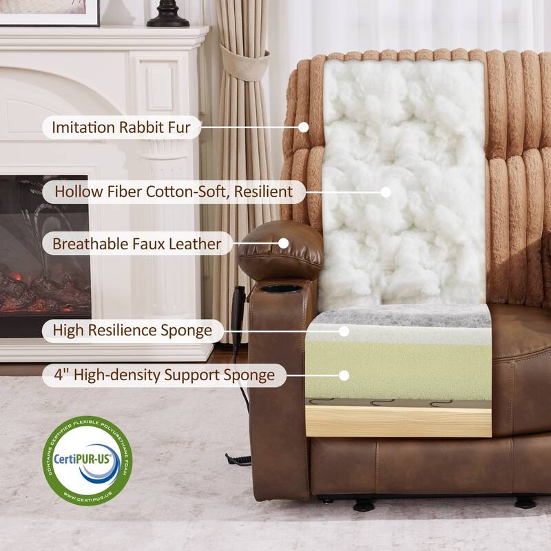 MCombo 180° Lay Flat Power Lift Recliner Chair for Elderly, Dual Motor Lift Chair with Full-Body Heating for Sleeping