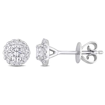 Miadora 5/8ct TDW Diamond Halo Stud Earrings in Platinum
