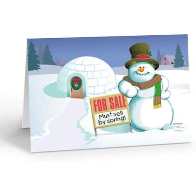 Stonehouse Collection | Real Estate Holiday Card | Funny Snowman Realty Christmas Card |18 Cards & Envelopes