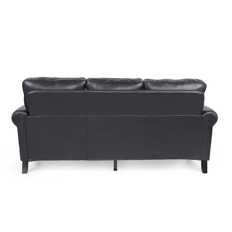 Dowd Faux Leather 3 Seater Sofa with Nailhead Trim by Christopher Knight Home