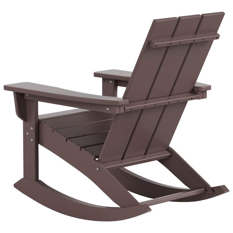 Shoreside Modern Eco-Friendly All Weather Poly Adirondack Rocking Chair