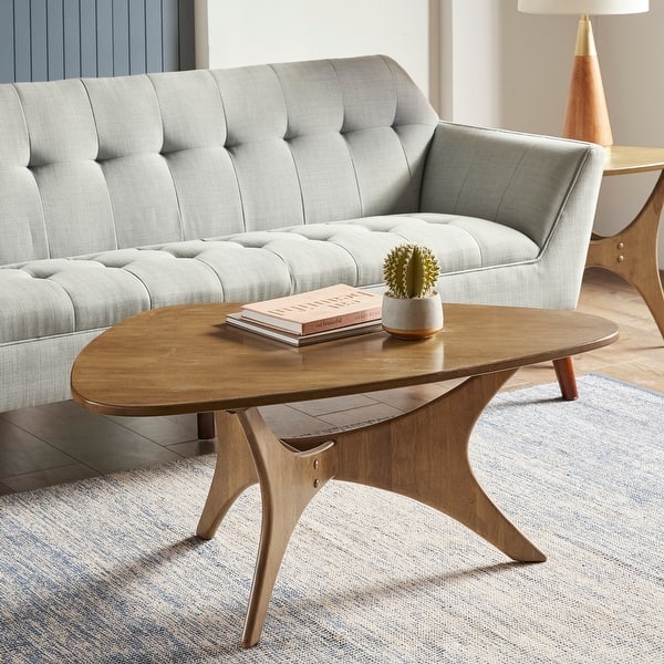 slide 2 of 15, Carson Carrington Telsiai Triangular Wood Coffee Table Light Brown